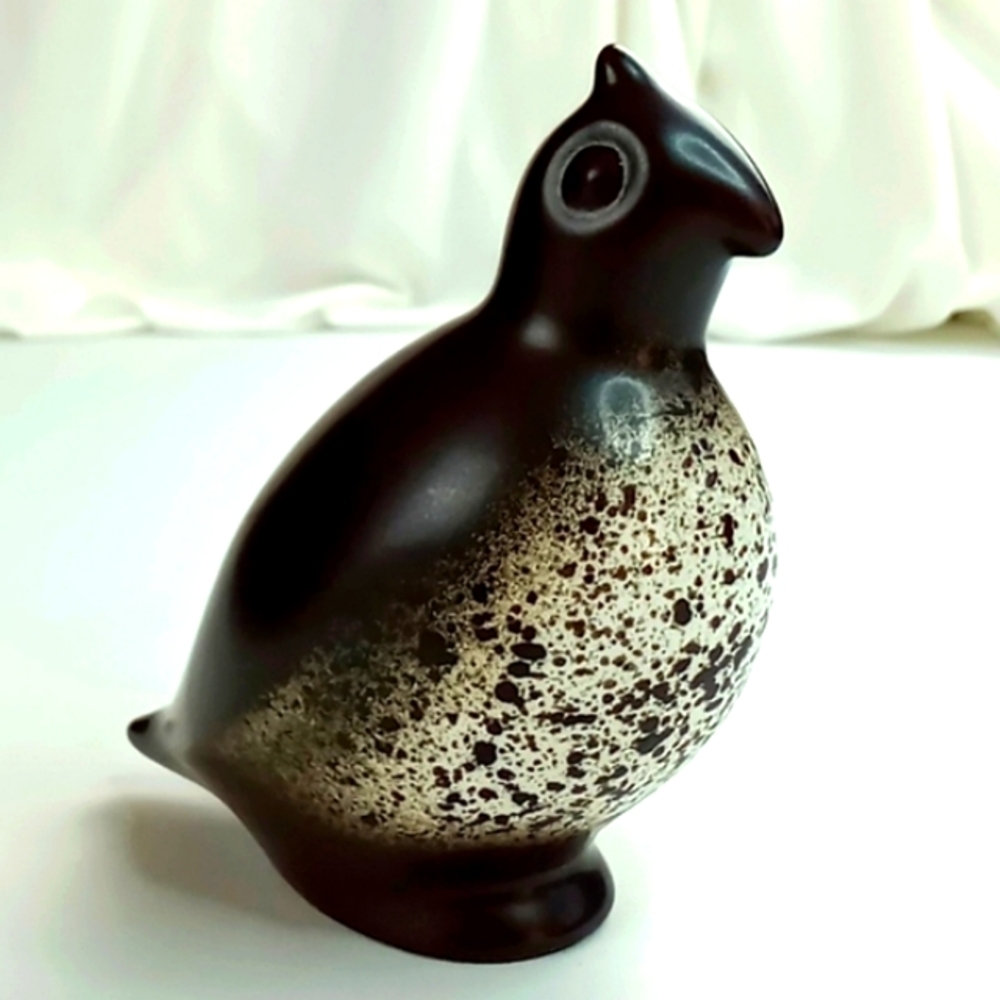 Vintage Mid Century Modern Howard Pierce Porcelain Brown Speckled Quail Figurine